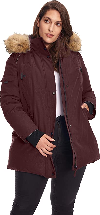 Plus Size Burgundy Women's Coat