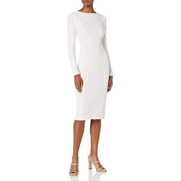 White Ribbed Sweater Dress