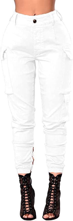 White Cargo Joggers