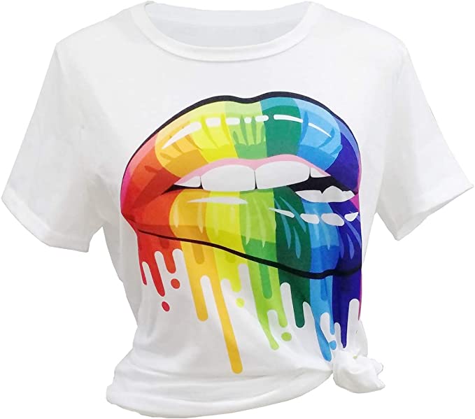 Graphic Tee Rainbow Lips