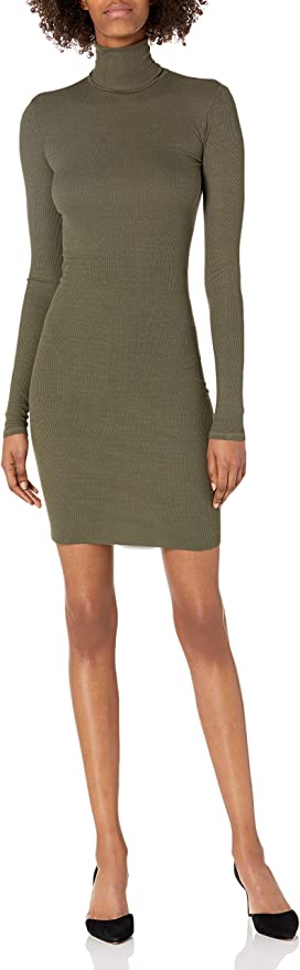 Silk  Mock Turtleneck Mini Dress