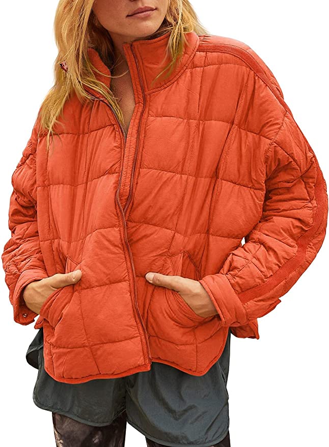 Orange Oversized Quilted Puffer