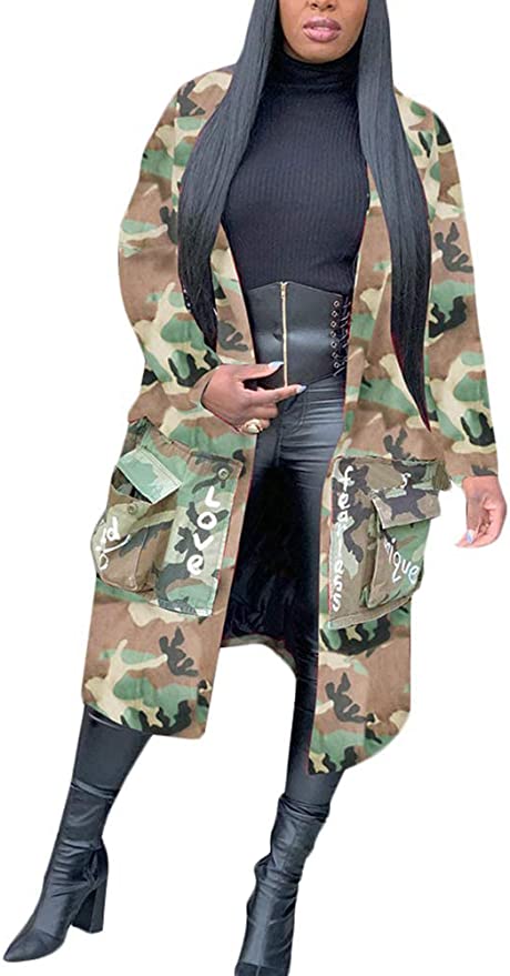 Long Denim Camo Trench Code