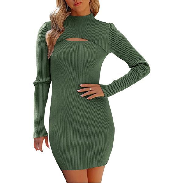 Green Mini Cutout Dress