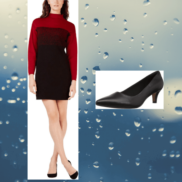 Red and Black Anne Klein Dress Low Heel Black Pumps