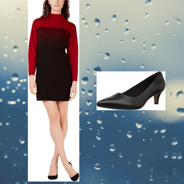 Red and Black Anne Klein Dress Low Heel Black Pumps 