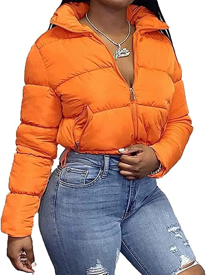 Orange Crop Puffer Coat