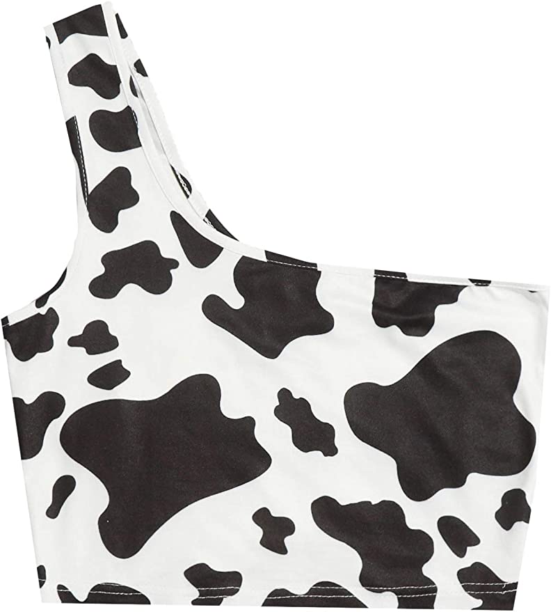 Womens Crop Top Cow Print 