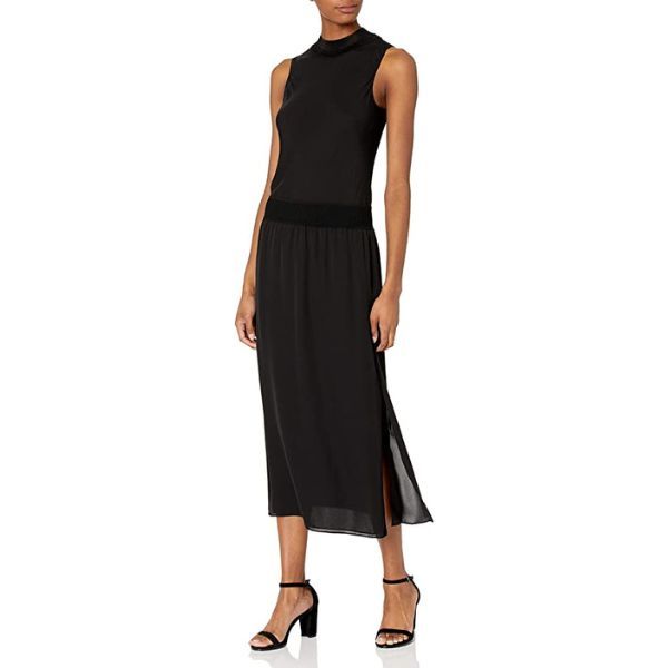 Black Silk Chiffon Sleeveless Maxi Dress By Theory