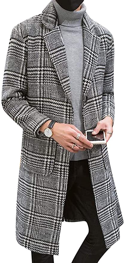 Mens Plaid Long Coat