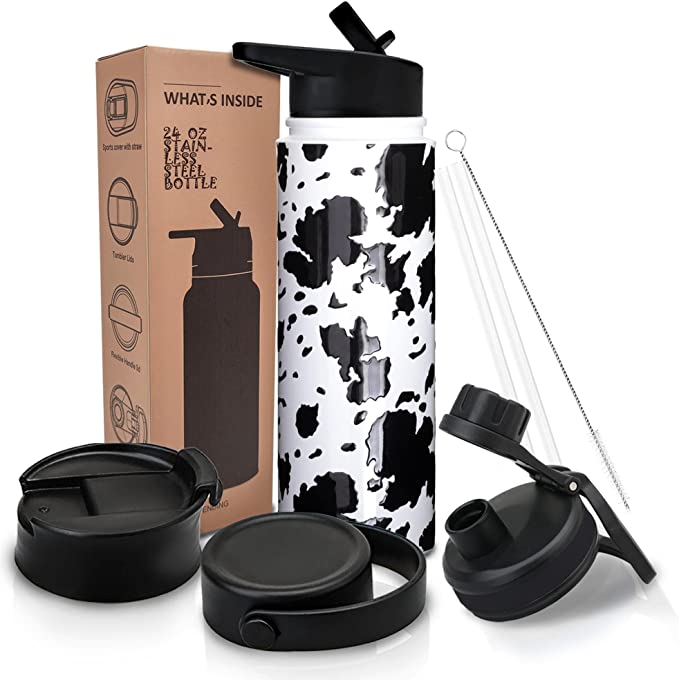 Cow Print Water Bottle 