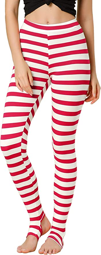 Red and White Stripe Leggings