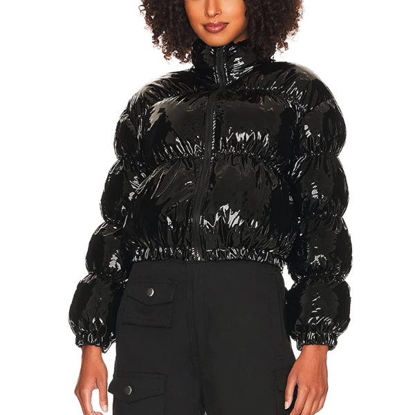 Black Crop Puffer Coat