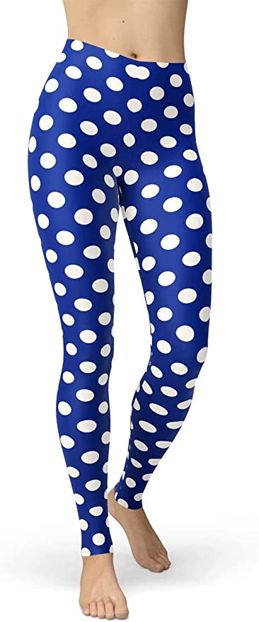 Royal Blue and White Polka Dot Leggings