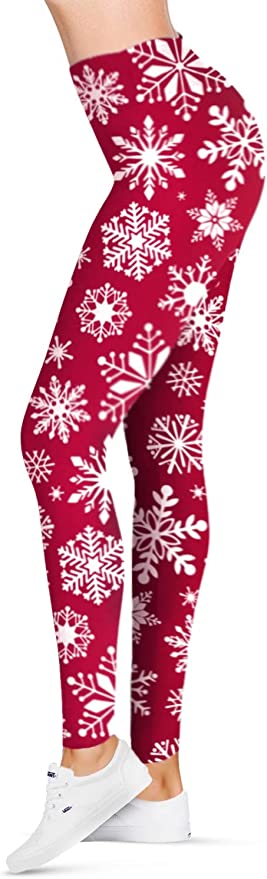 Red and White snowflake Leggings