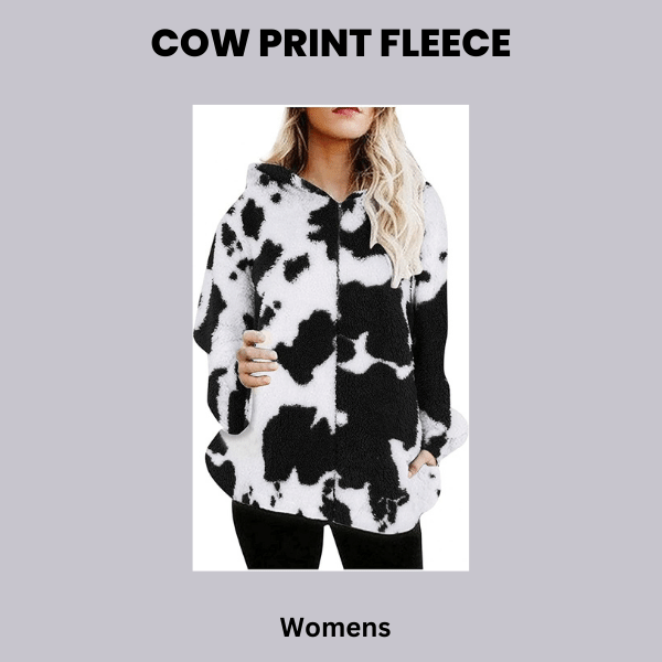 Cow Print Fuzzy Fleece Jacket 