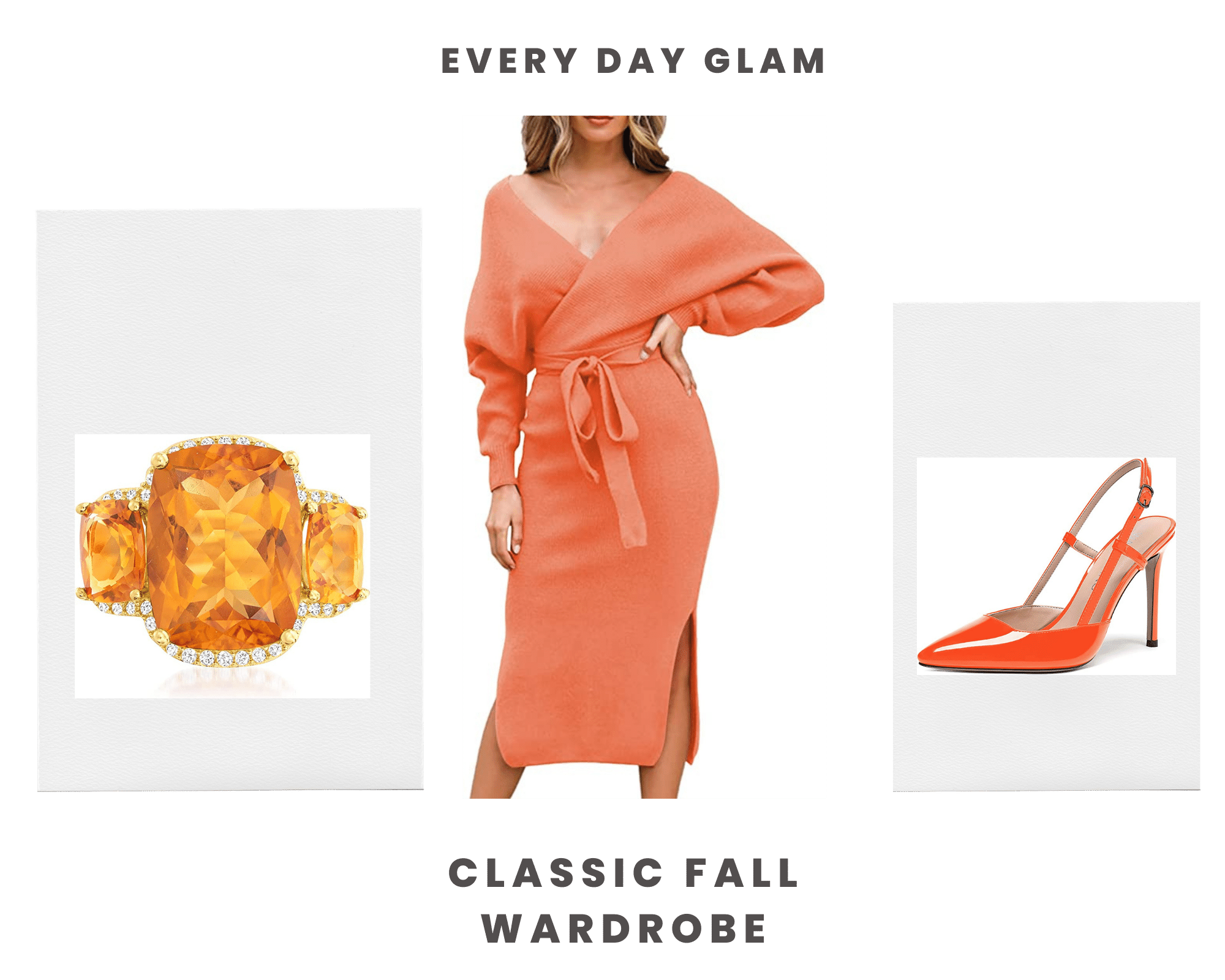 Citrine RIng, Orange Sweater Dress, Orange Heels
