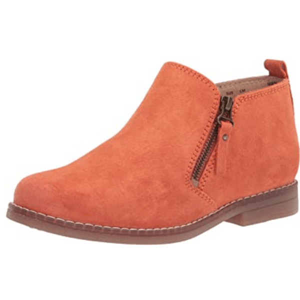 orange ankle bootie