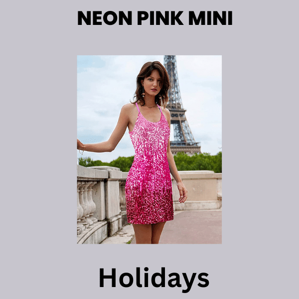 Neon Pink Sequin Mini Dress