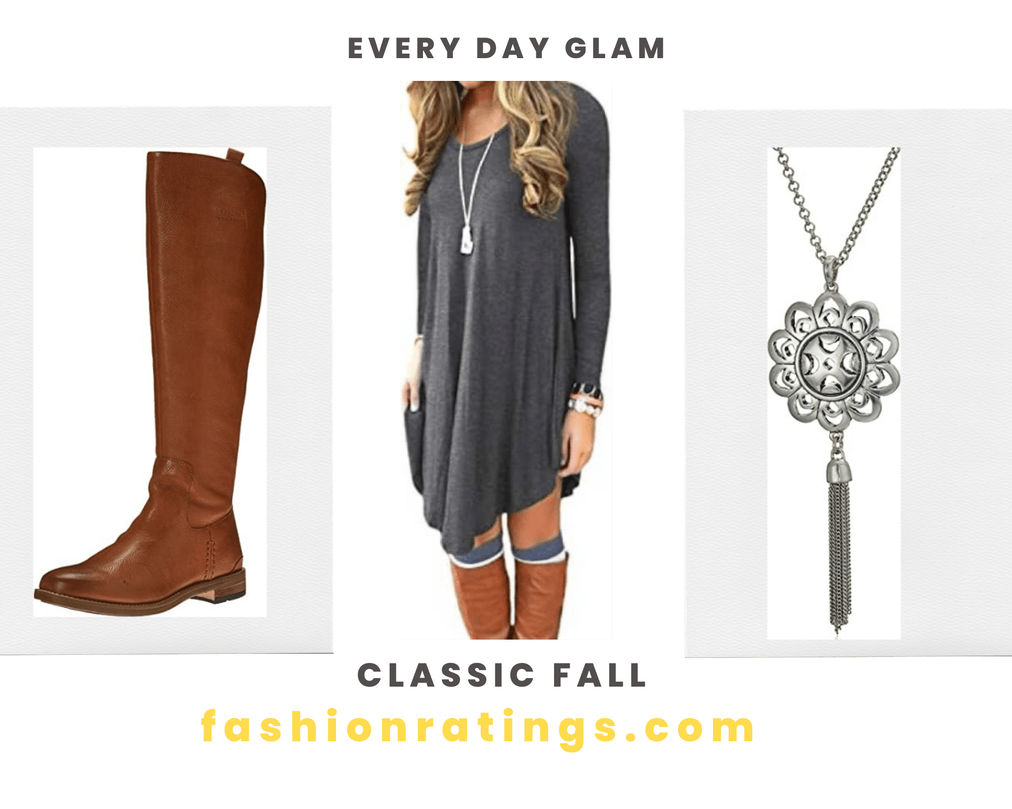 Knee High Boots TShirt Dress and Lariat Necklace