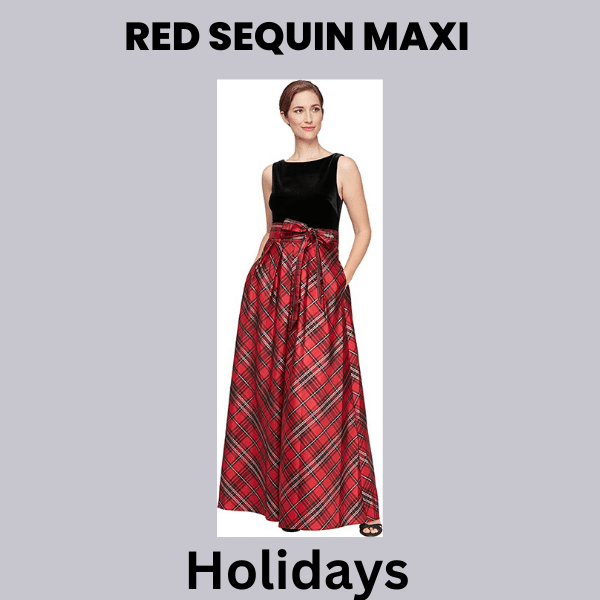 Black and Red Plaid Holiday Maxi Dress
