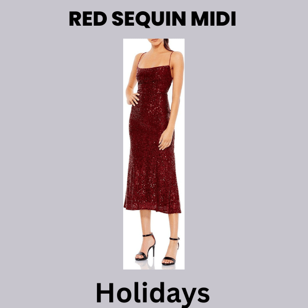 Red Sequin Midi Dress