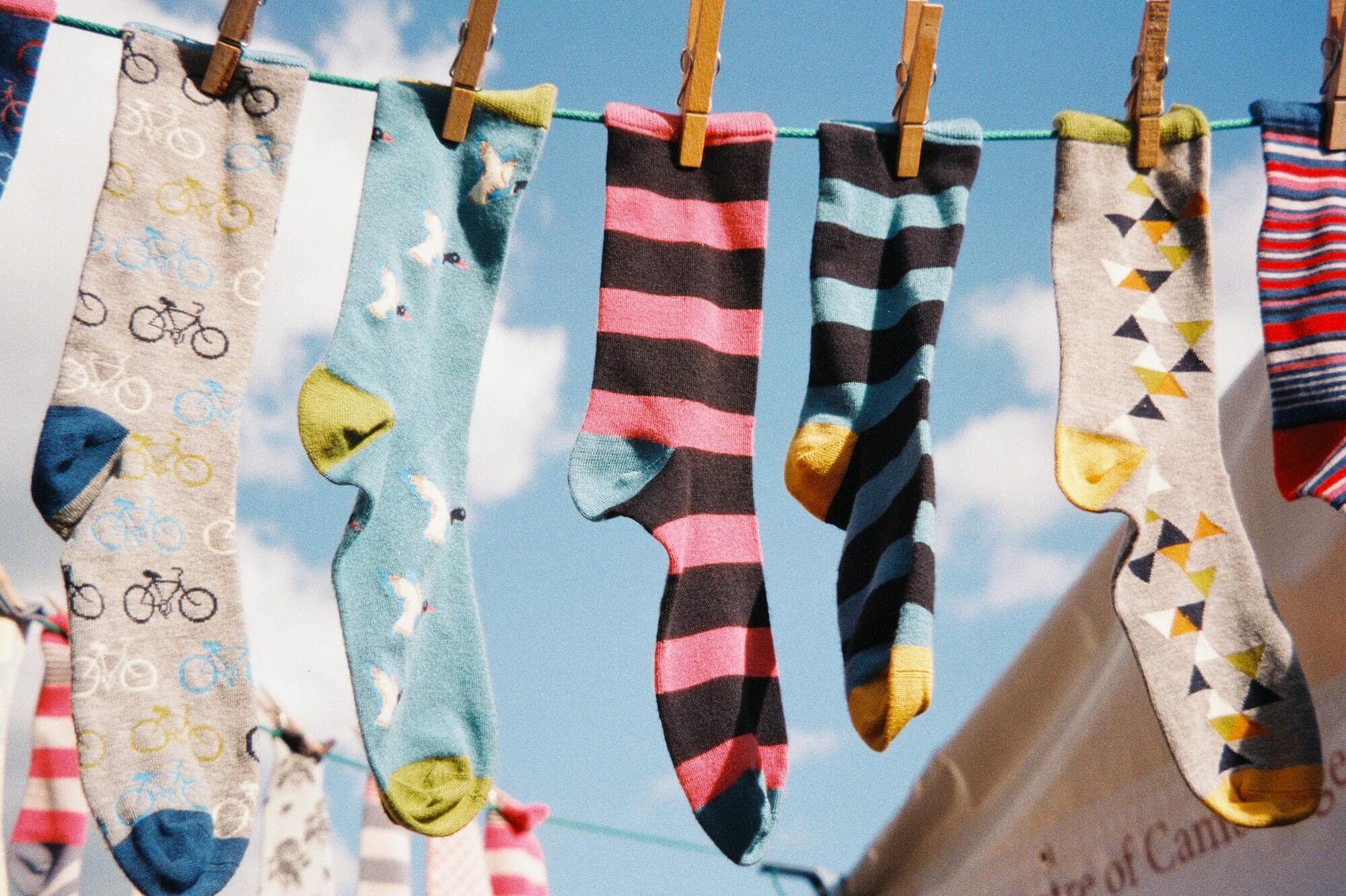Socks on A clothesline\
