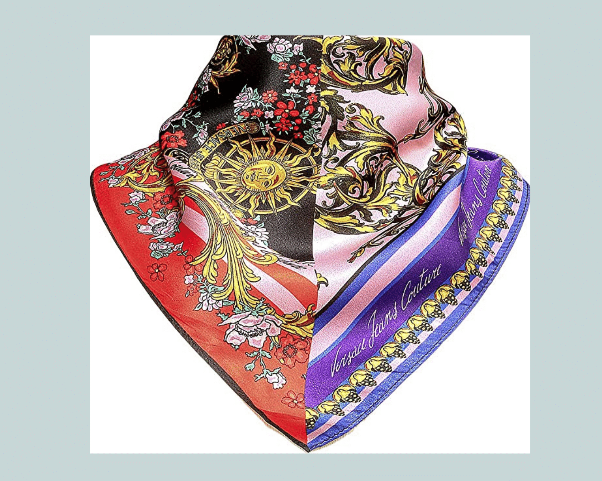 Versace Multi Color Silk Scarf