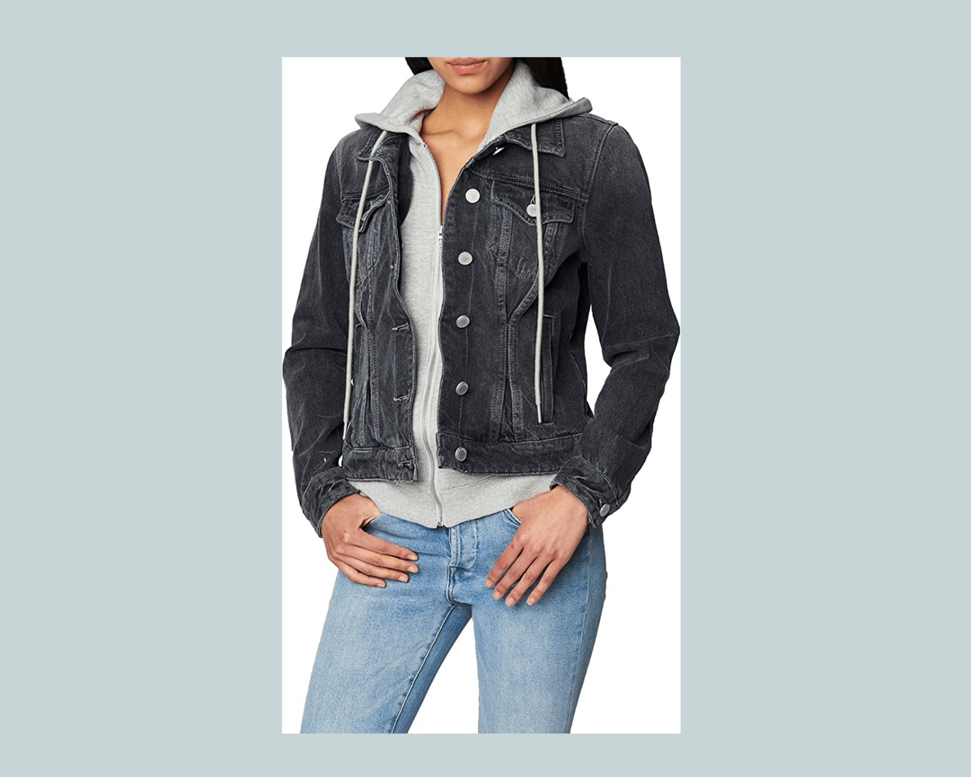 Black Denim Hoodie Jacket for Women