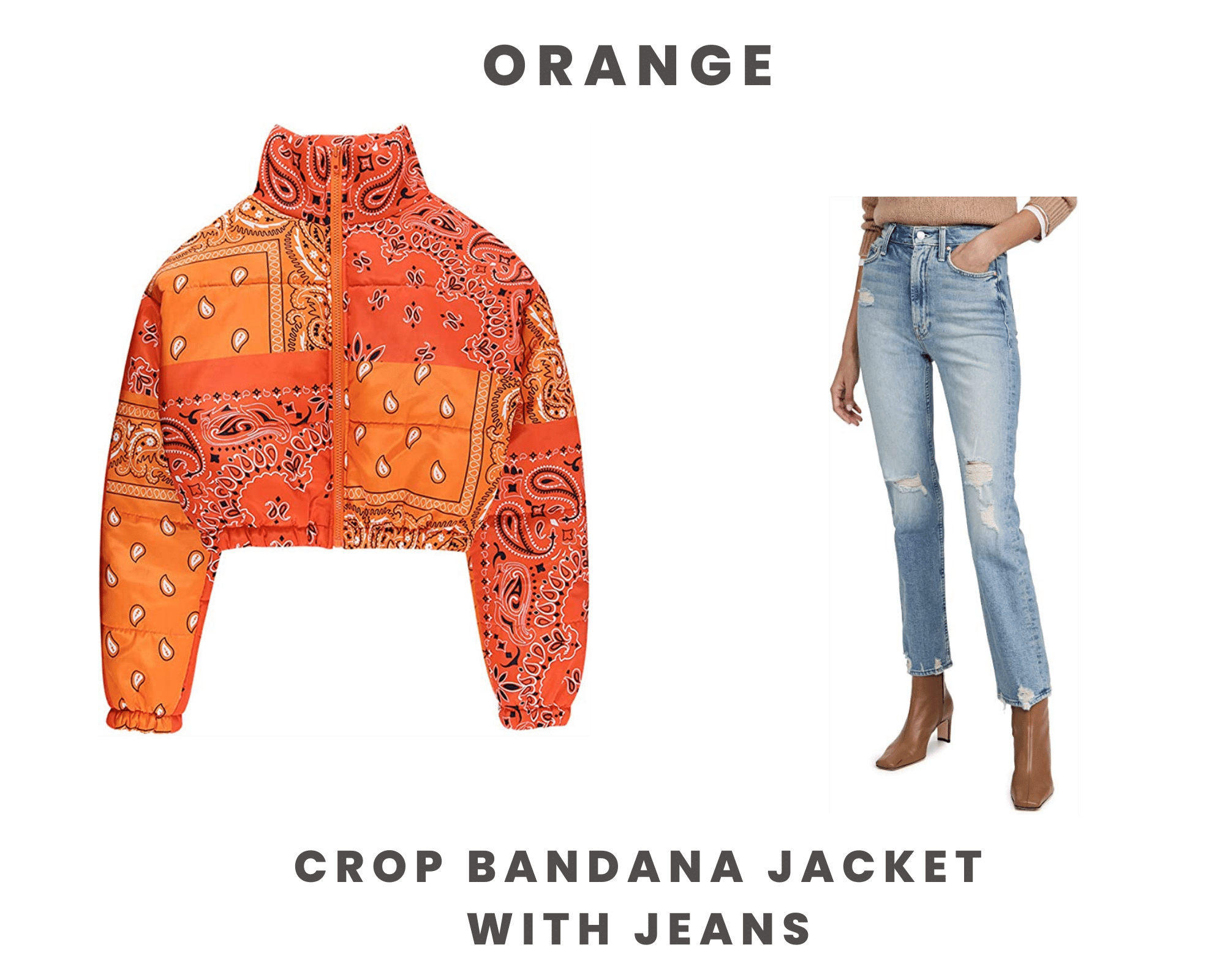 Orange Crop Bandana Jacket and Distressed Jeans