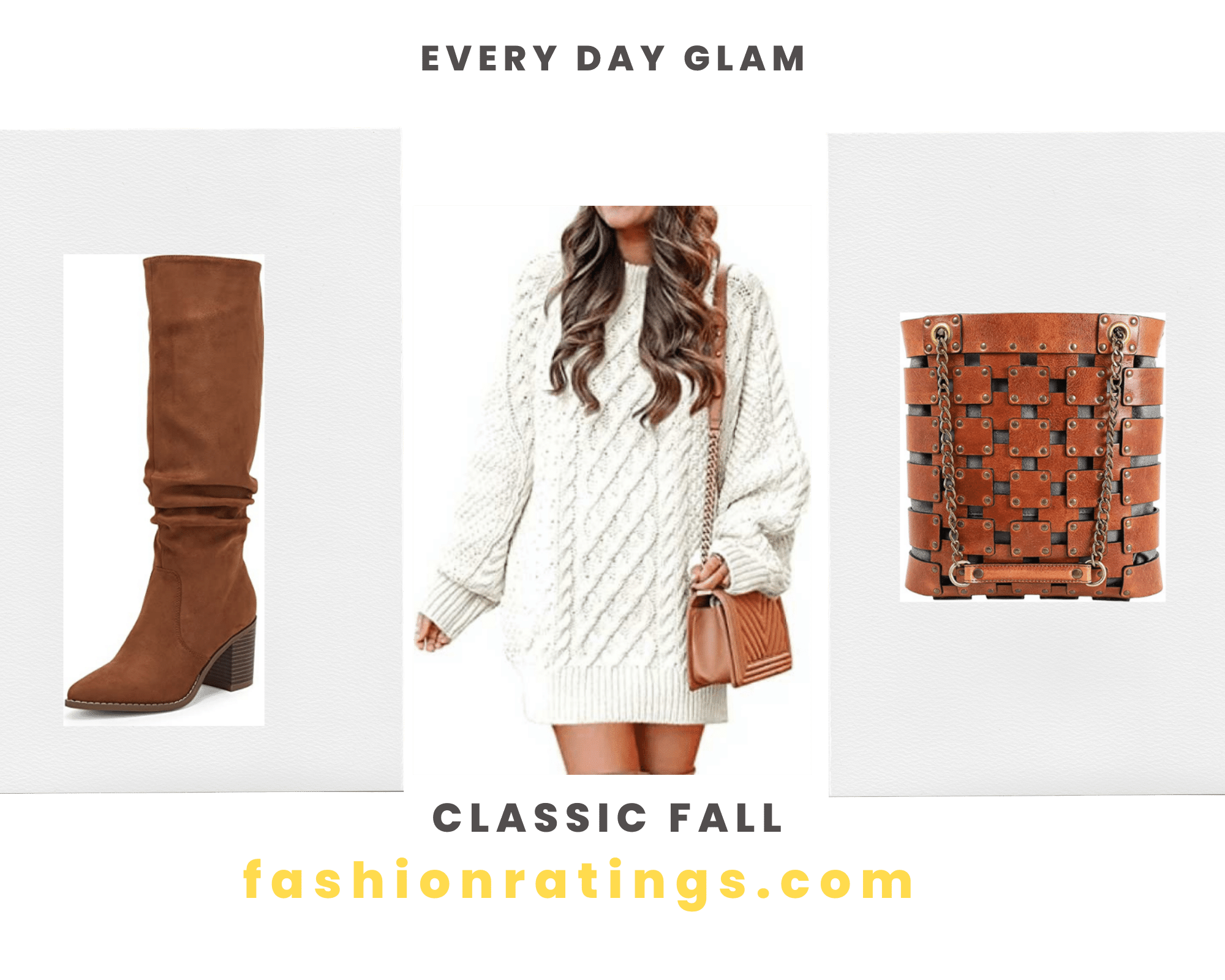 Suede Knee Boots Cable Knit MIni Dress Bucket Bag