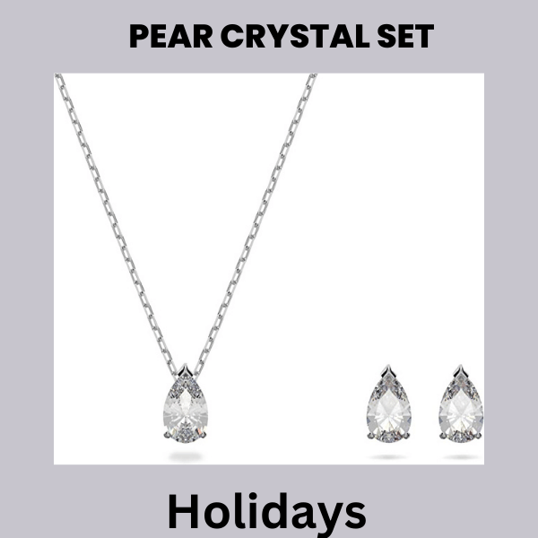 Swarovski Pear Shaped Crystal Pendant and Earrings