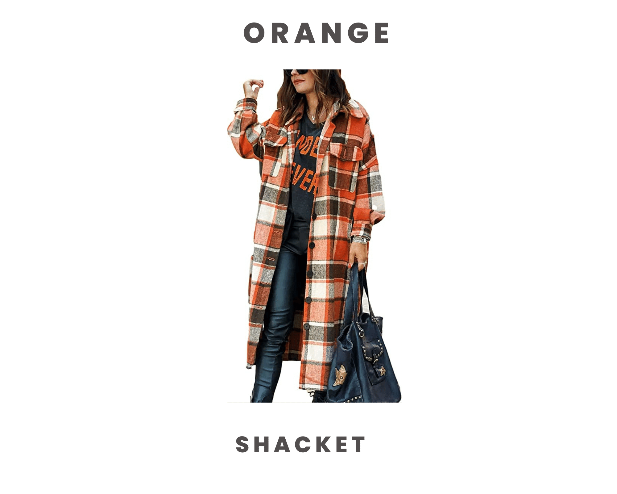 Long Plaid Orange Shacket 