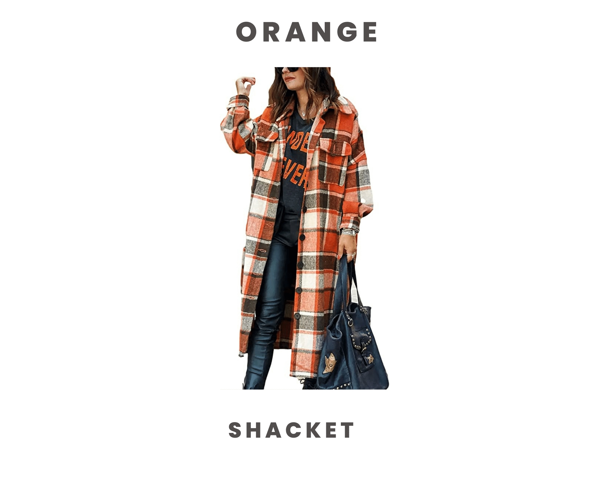Long Plaid Orange Shacket