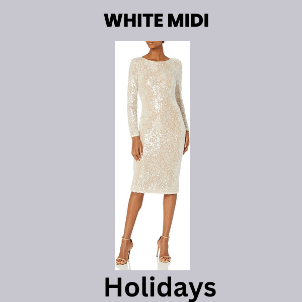 Midi White Sequined Cocktail Dress