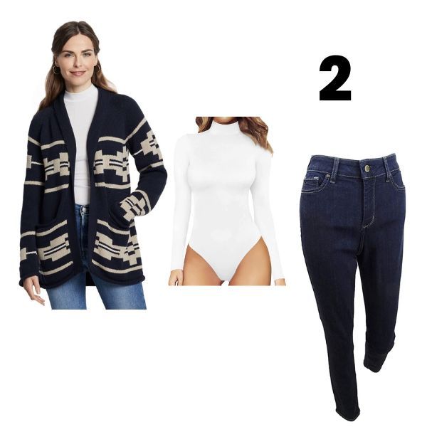 Pendleton Cardigan Bodysuit and Plus Jeans