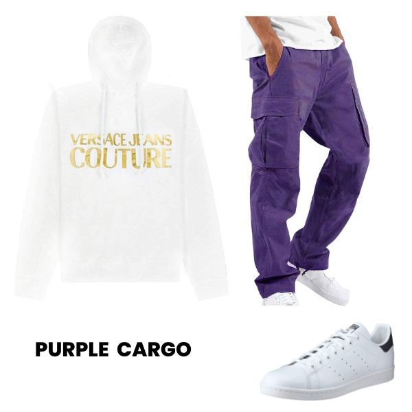 White Hoodie Cargo pants and White shoes