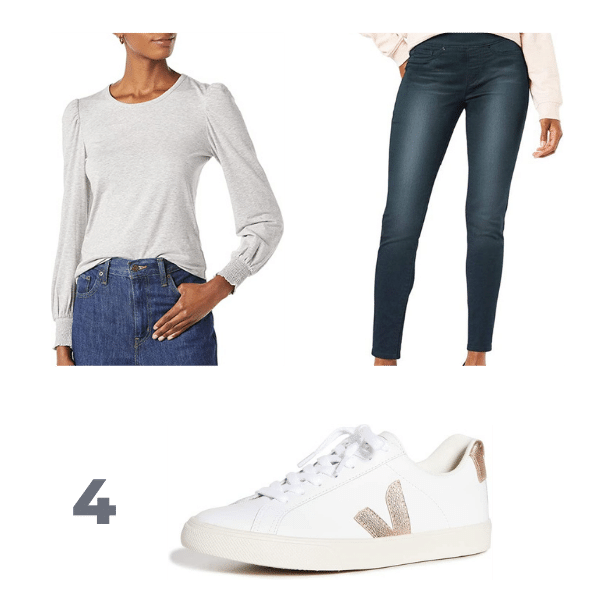 Long sleeve Tshirt, pull on Levis and Veja Esplar Shoes