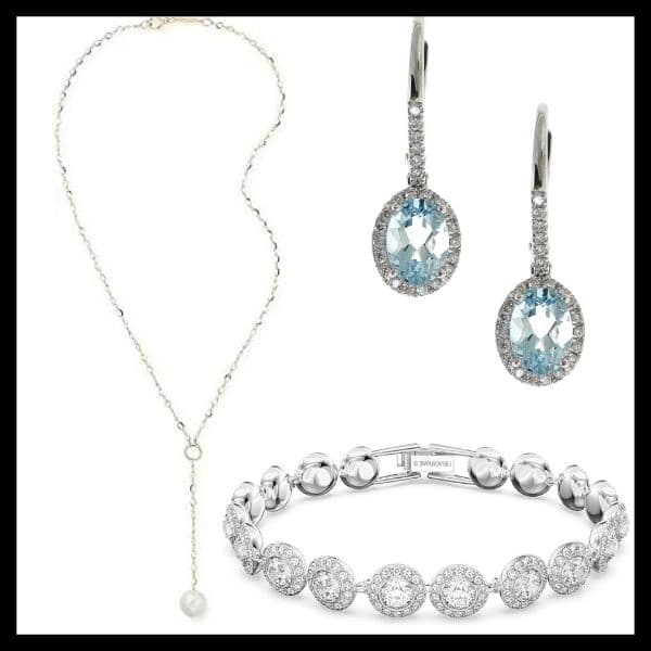 Lariat , drop earrings and tennis bracelet