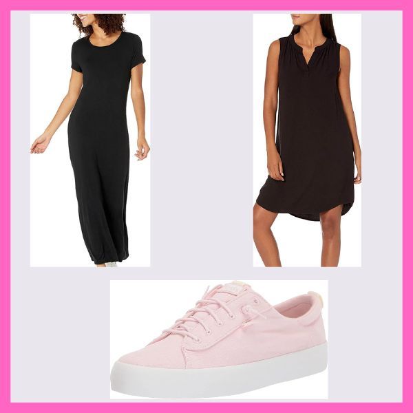 LBD Maxi Black Dress and Pink Keds