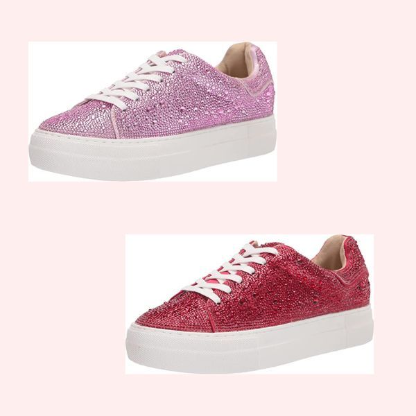 Pink and Red Rhinestone Sneakers