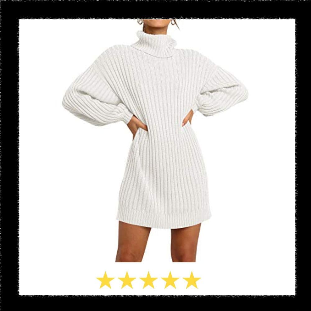 Source: Amazon White Mini Sweater Dress