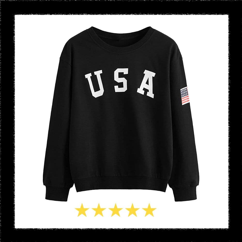 SOURCE:AMAZON BLACK USA SWEATSHIRT