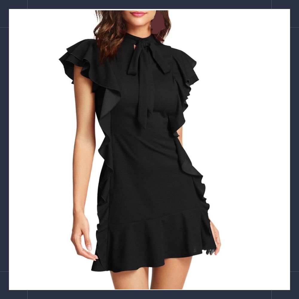 Source: Amazon Black Ruffled Mini Dress