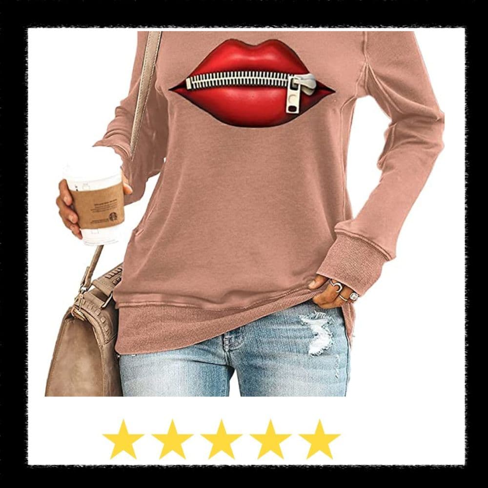 SOURCE:AMAZON GRAPHIC LIPS SWEATSHIRT