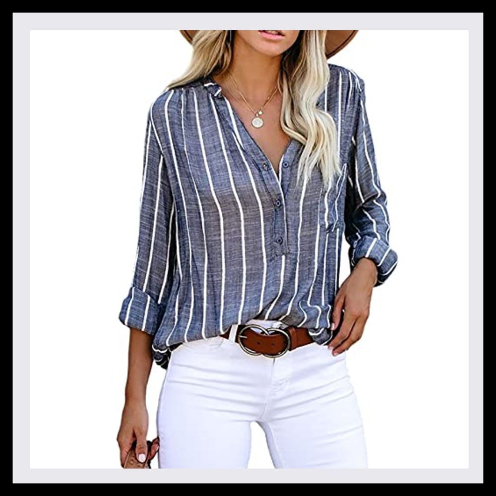 Blue Chambray Stripe Blouse