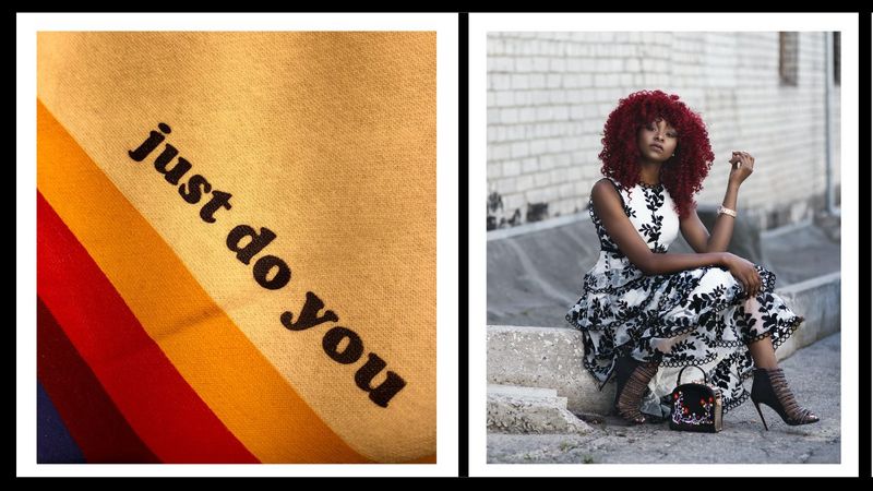 Inspo sign and woman in brown dress shoes